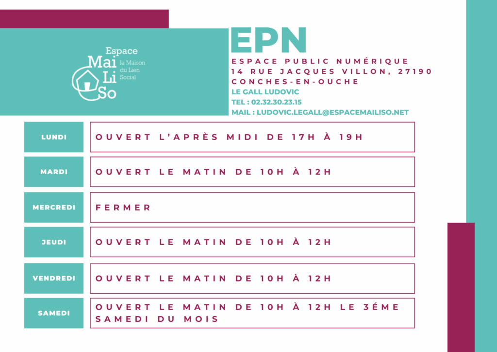 Horaires de l'Espace Public Numerique
